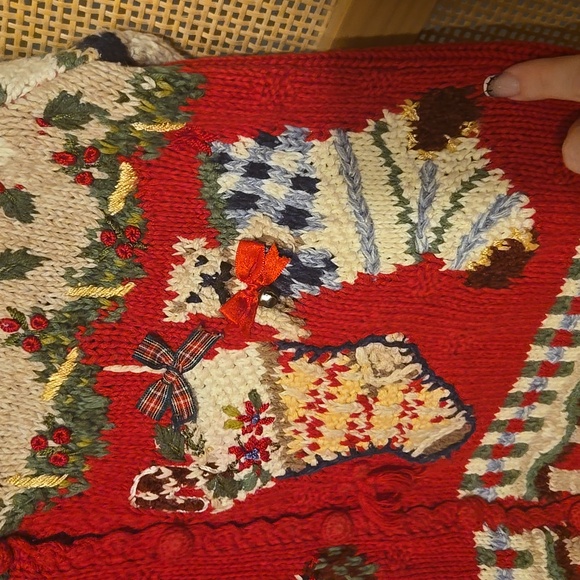 Tiara Women's Medium Holiday Cardigan Christmas Ugly Sweater Festive - Picture 3 of 10